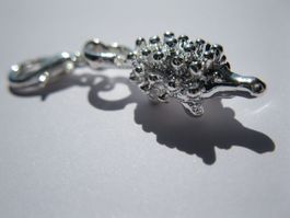 Anhänger, Charms Igel, 3D, versilbert