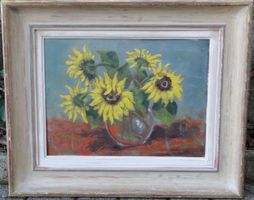 Bild Oelbild Sonnenblumen Oel auf Karton von A.Benét
