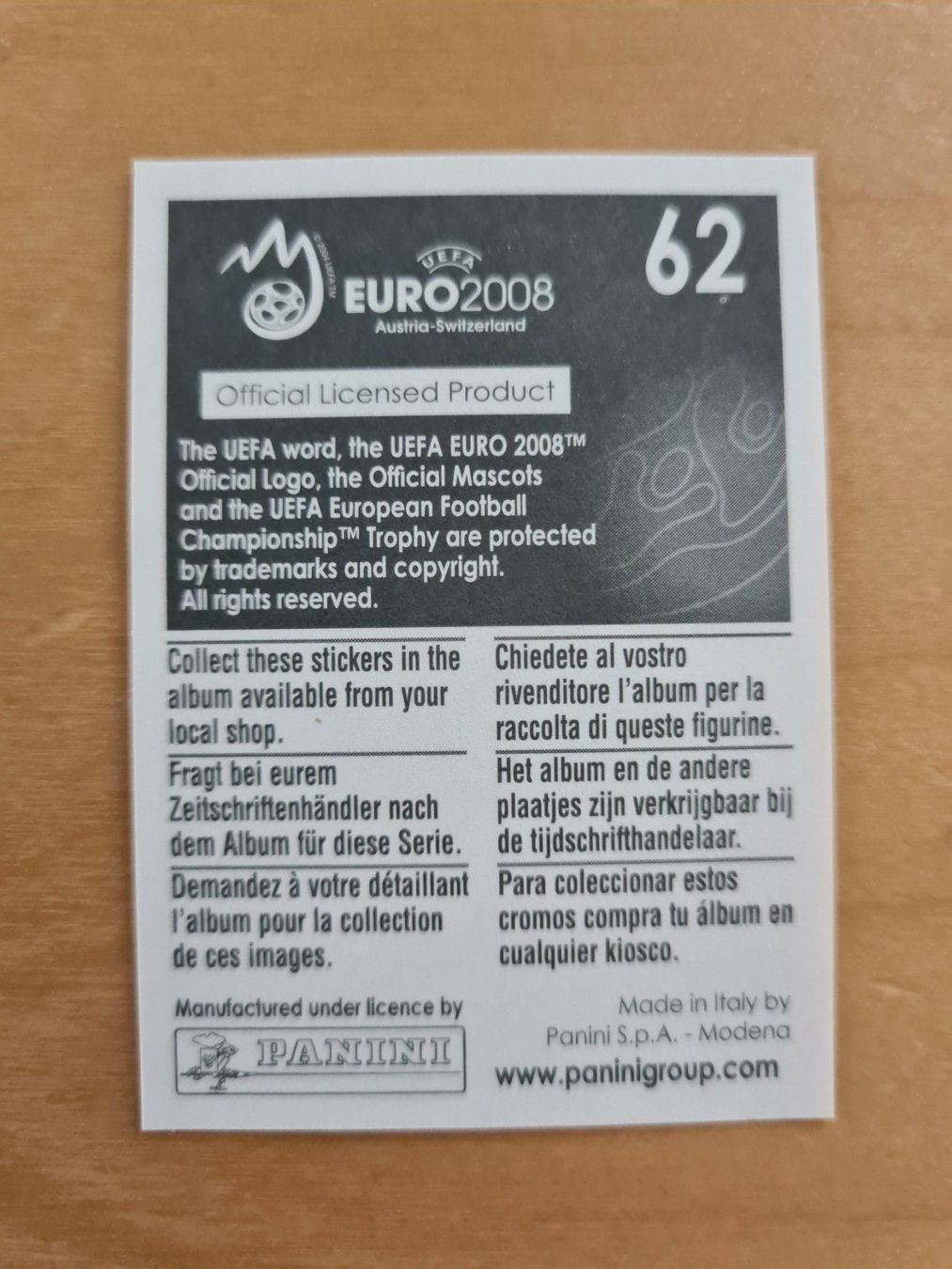 Panini Carte collezionabili: Panini UEFA EURO 2008 Nr. 62 Valon Behrami – Usato da Oberwil BL venduto da Spieltopia 1
