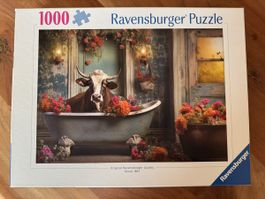 Ravensburger Puzzle Kuh in Badewanne 1000 Teile neuwertig