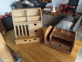 2 kleine Büro Tisch Organizer aus Holz von Loberon