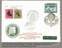 FDC K44, mit Ballonpost von Österreich sehr seltener Brief