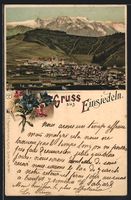 Litho Einsiedeln, Ortsansicht mit Stifts