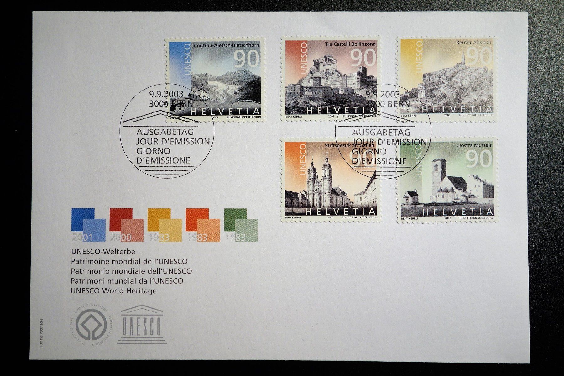 Alle Briefmarken: 2003 FDC UNESCO Welterbe der Schweiz – Neu (gemäss Beschreibung) aus Mettmenstetten von Sutasso