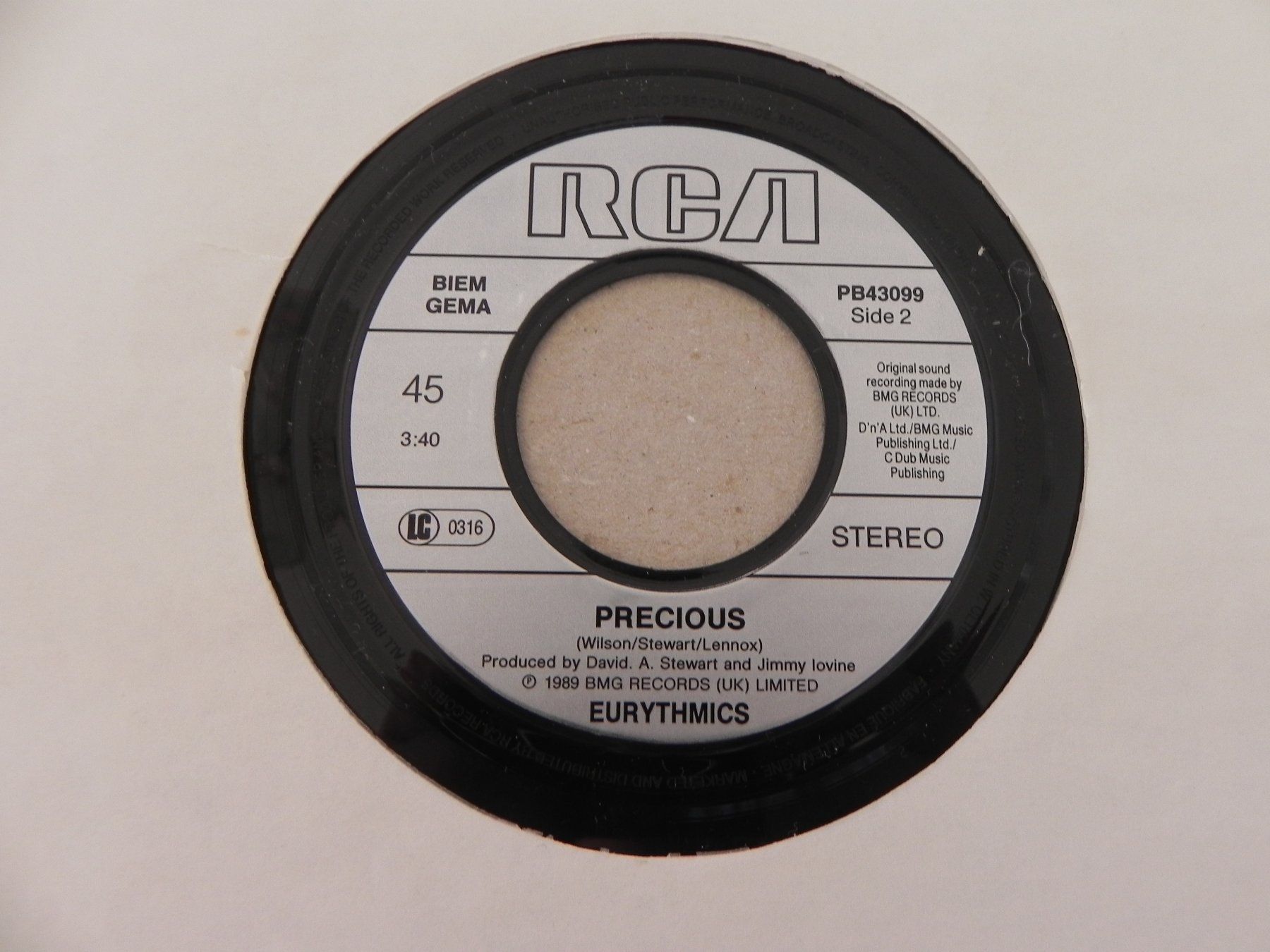Dischi in vinile: Single brit. Pop Duo Eurythmics 1989 Revival / Precious – Usato da Siebnen venduto da krimsie 3
