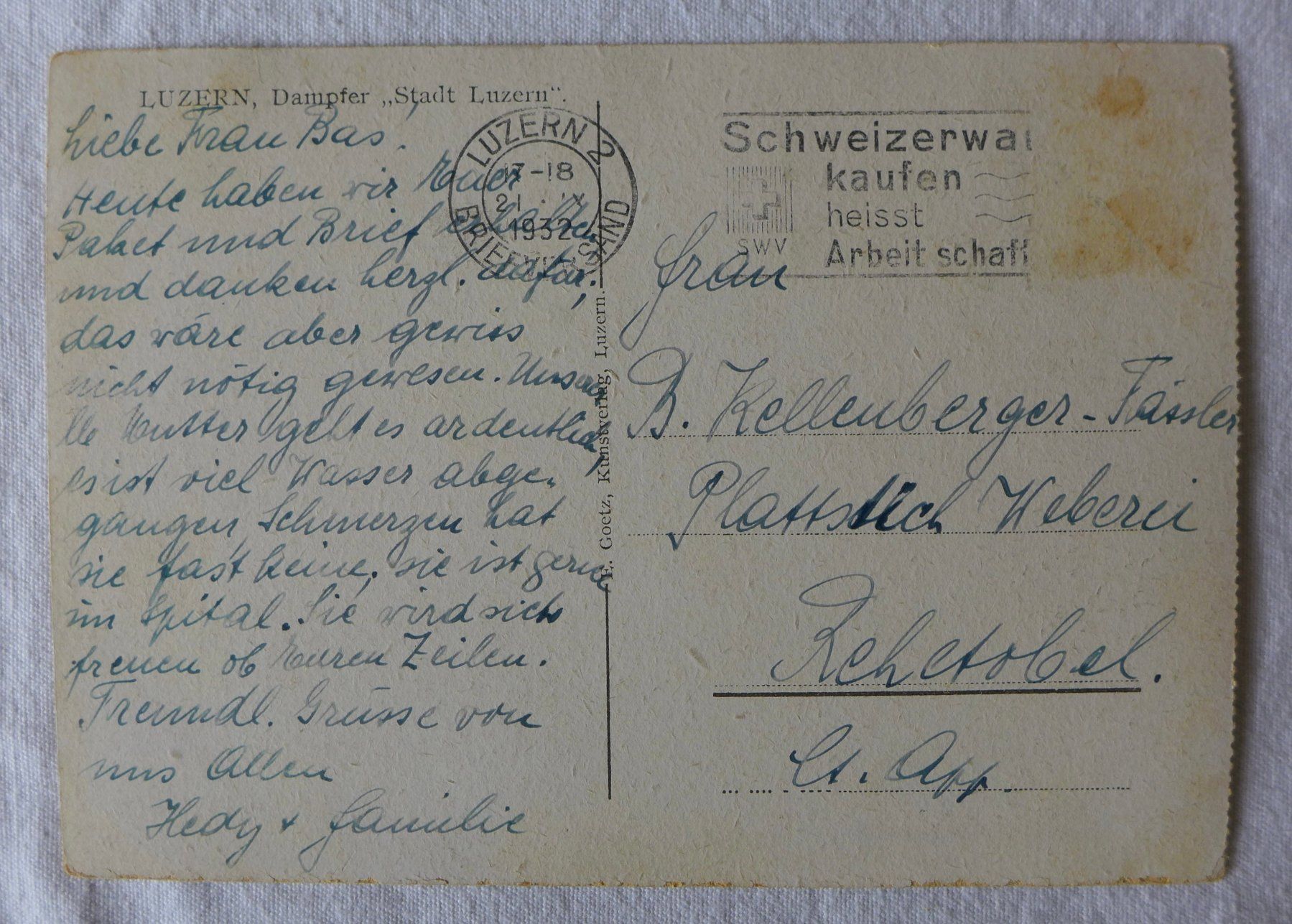 Cartoline postali: AK LUZERN LU, Dampfer "Stadt Luzern" – Usato da Wallisellen venduto da aloa09 1