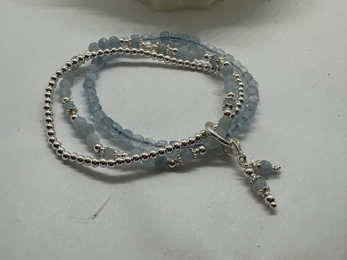 Bracciali & Braccialetti: Aquamarin Armband mit viel silber 925 – Nuovo e nell'imballaggio originale da Niederglatt ZH venduto da Silberschmuck-design 3