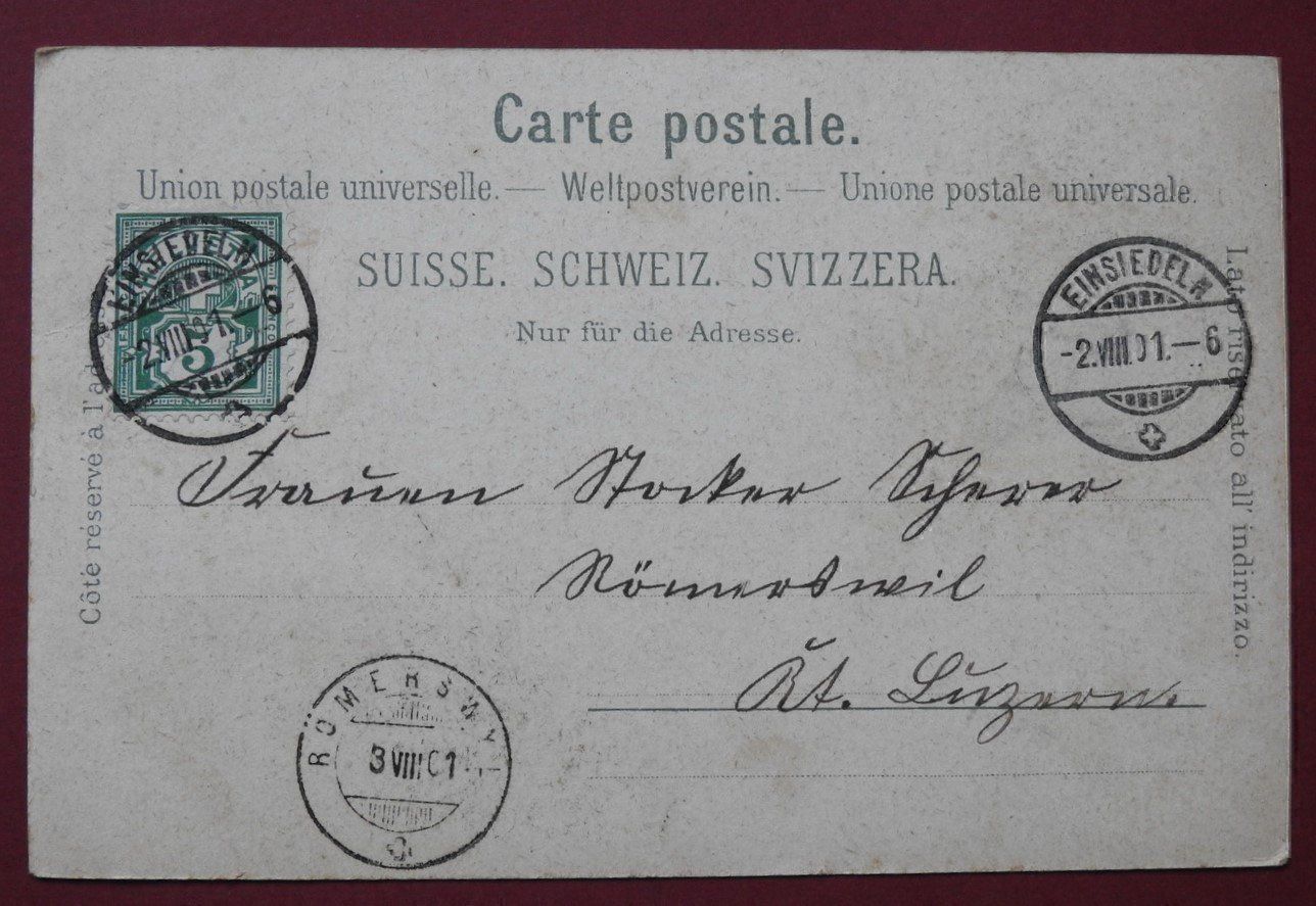Cartoline postali: Litho Gruss aus Einsiedeln ! – Usato da Rain venduto da 999-800-K 1