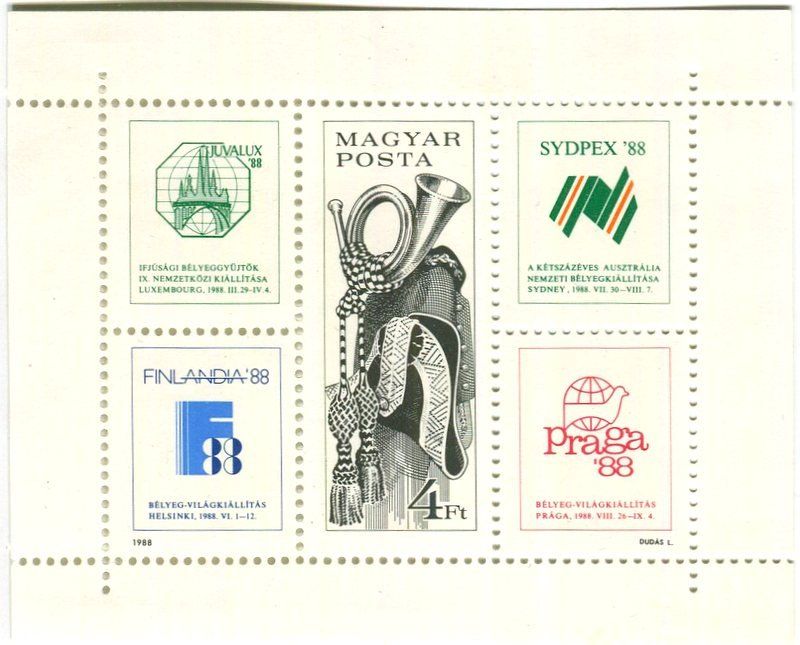 Alle Briefmarken: Block "Briefmarkenausstellung". Ungarn. – Neu und originalverpackt aus Basel von Butsch5