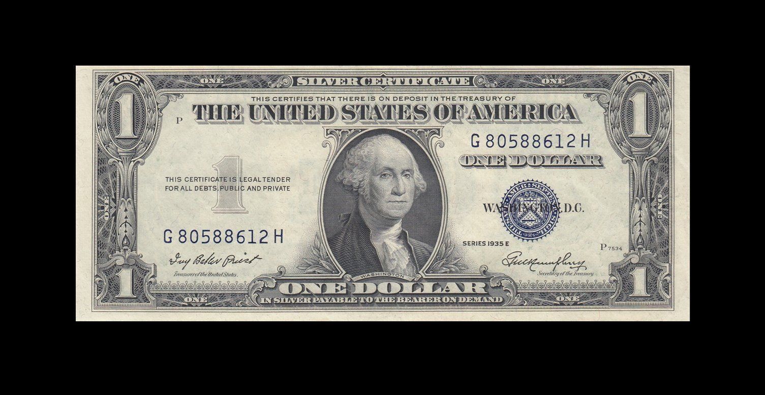 Billets de banque: USA - SILVER CERTIFICATE $1 UNC 1935-E – Neuf (Voir description) à Cousset par Patricio77