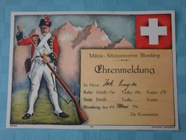 Ehrenmeldung Militär-Schützenverein Blomberg DEGERSHEIM 1946