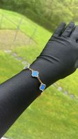 Bracelet Trèfle Bleu Plaqué Or 18KGP | Cadeau 🎁