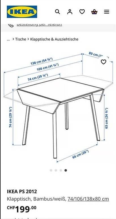 Tavoli: IKEA PS 2012 Klapptisch – Usato da Zürich venduto da gen_mw79 3