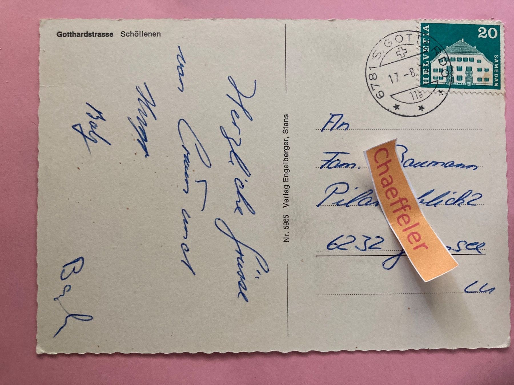 Ansichtskarten: 1972 Gotthardstrasse. Schöllenen – Gebraucht aus Zürich von Chaeffeler 1