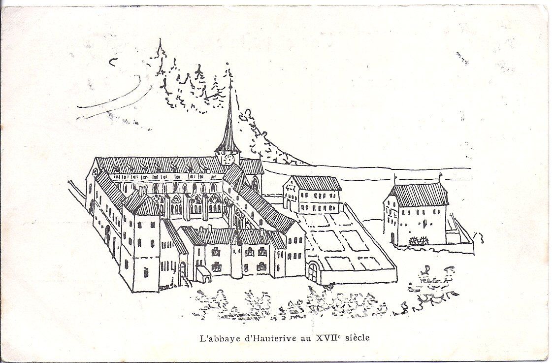 Ansichtskarten: HAUTERIVE, l'abbaye – Gebraucht aus Les Verrières von Scampi0