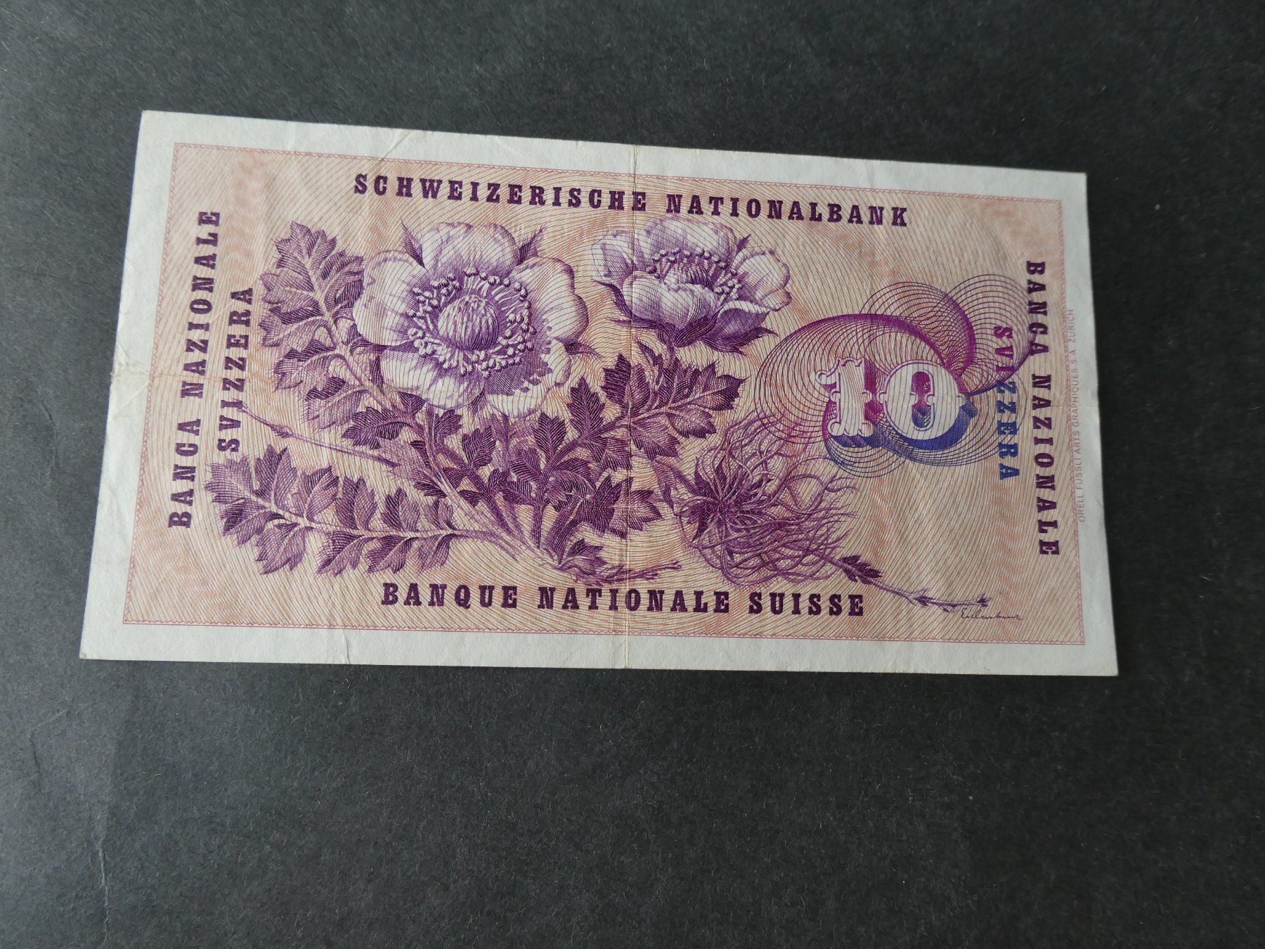 Banknoten: Schweiz 1963, 10 Franken – Gebraucht aus Hinterforst von Rohusri 1