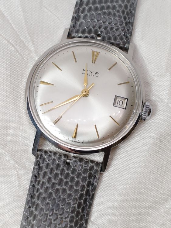 MYR Prima 34mm Armbanduhr Handaufzug Datum Uhr swiss made (Gebraucht ...