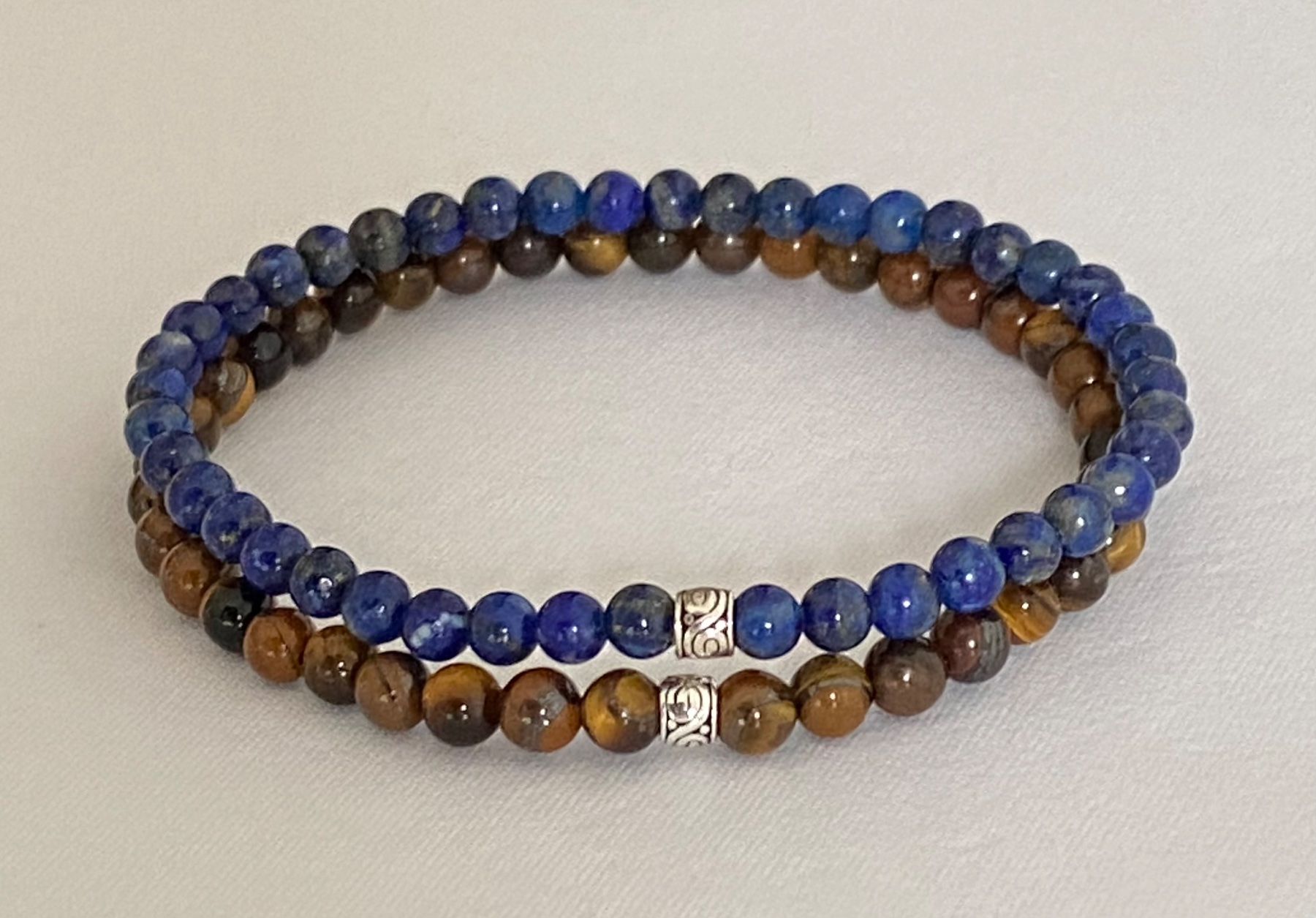 Bracciali & Braccialetti: Edelstein Armband Lapislazuli mit Silber auf Mass – Nuovo e nell'imballaggio originale da Zuzwil SG venduto da Lemliskat 6