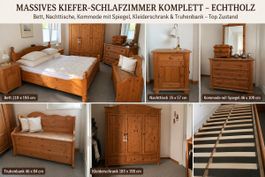 Massives Kiefer-Schlafzimmer komplett, Echtholz, Top Zustand