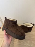 Damen Winter Boots mit Fell Braun Plattform Gr40 Neu