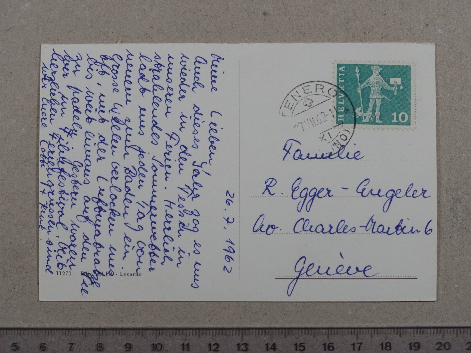 Ansichtskarten: Locarno, 1962 – Gebraucht aus Lenzburg von fh1 1