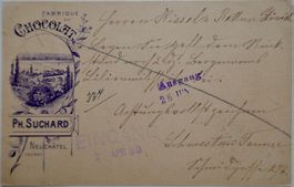 Inland-Postkarte mit Suchard Zudruck  1900