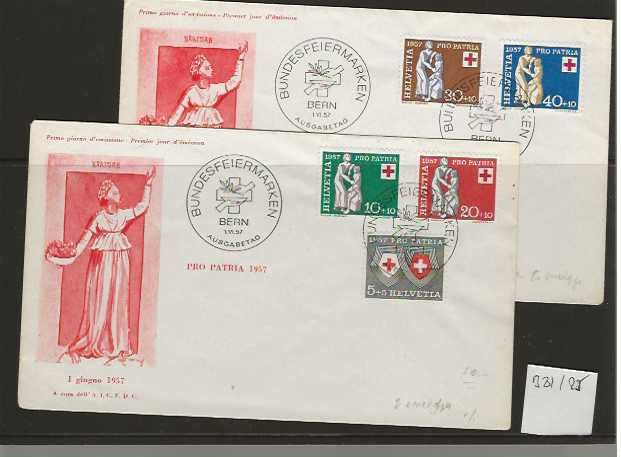 Couverts & Versandtaschen: timbre enveloppe FDC Pro Patria 1957 B81-B85 – Gebraucht aus Sorvilier von carose01