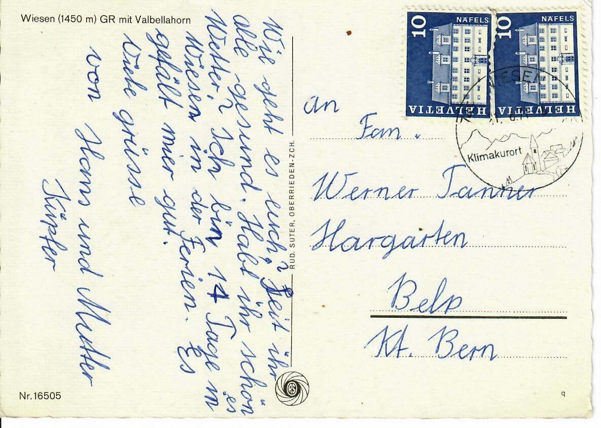 Cartoline postali: Wiesen GR – Usato da Hochdorf venduto da Ziegel-16 1