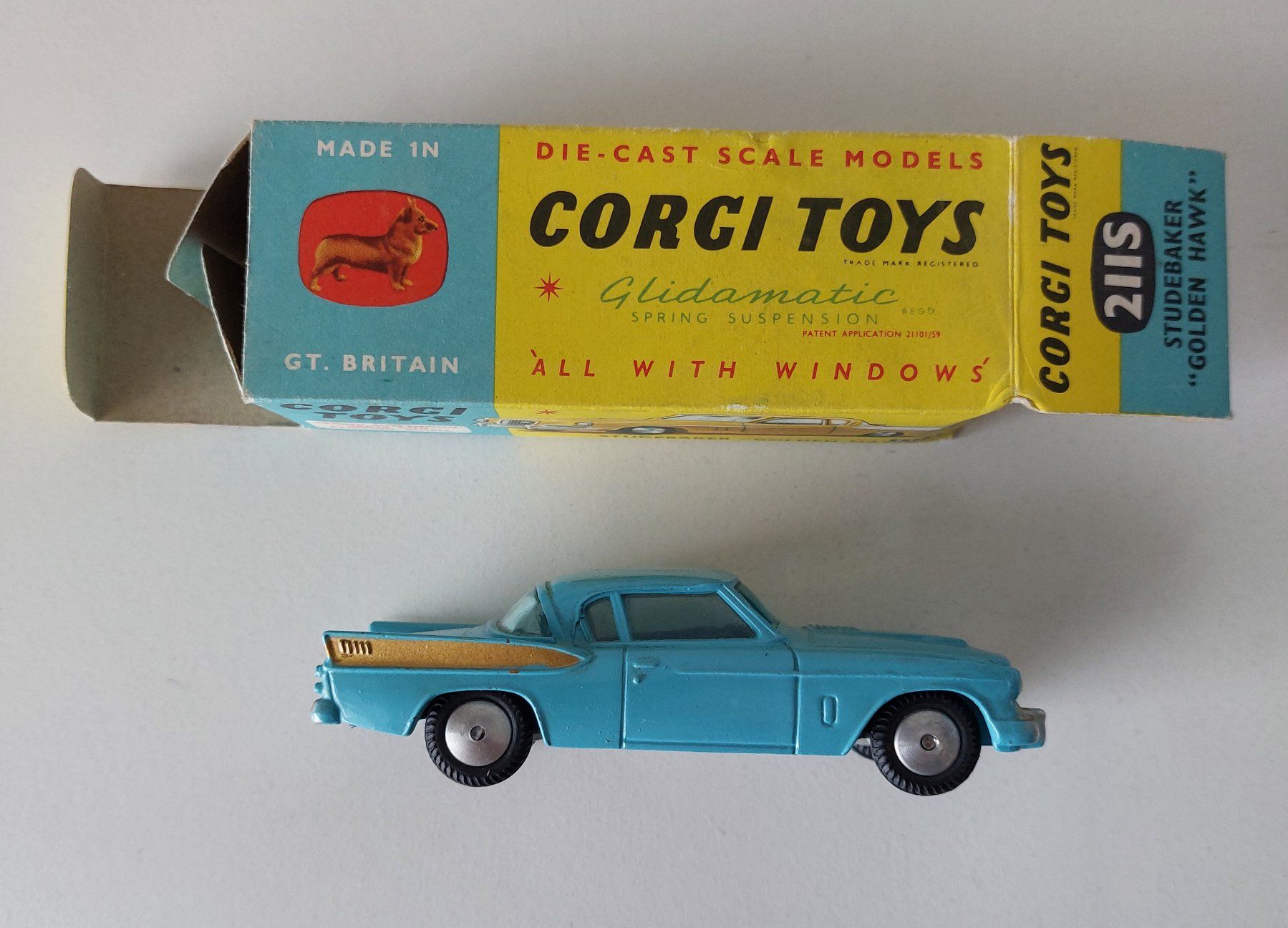 Corgi Toys Modellini d'auto: Corgi Toys 211S  Studebaker Golden Hawk  mit Original Box – Nuovo e nell'imballaggio originale da Schenkon venduto da Elbarto007 7