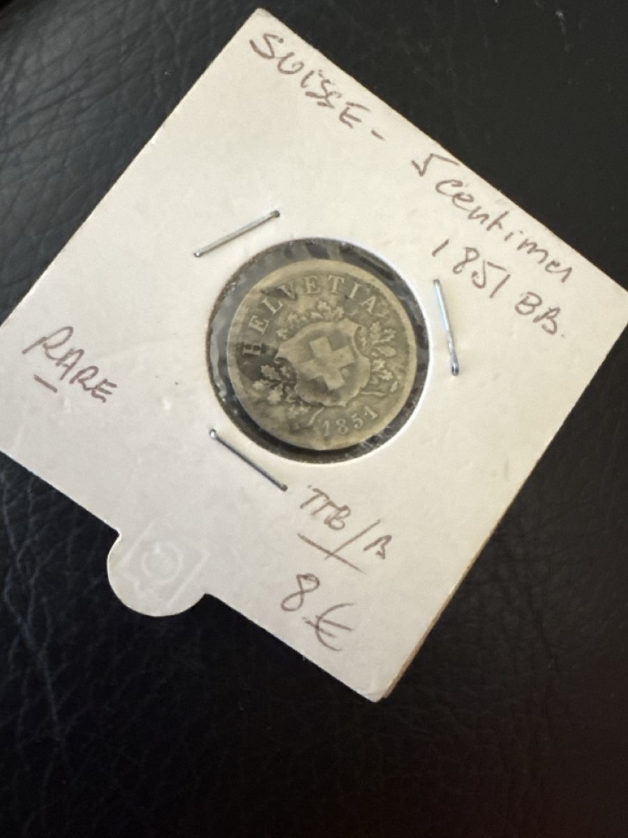 Tutti le monete: Pièce 5 centimes Suisse 1857 BB, bon état – Usato da Lausanne venduto da theodorbagwell