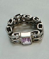 Ketten Ring Metall mit Amethist Grösse 58 neu