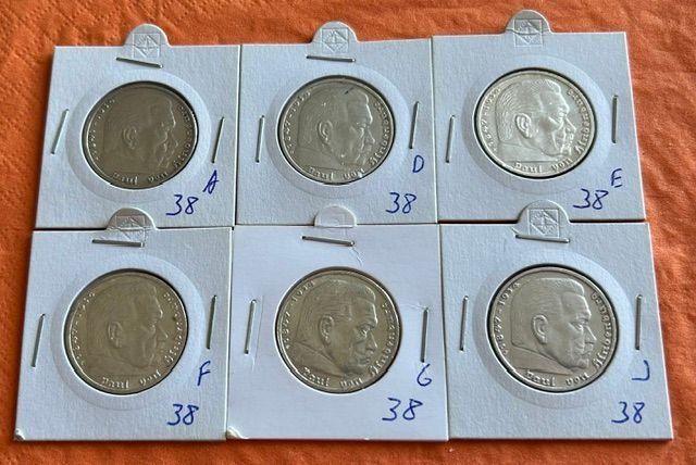 Tutti le monete: 5 Reichsmark Serie 1938 – Usato da Oberengstringen venduto da Meisterpropper