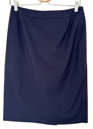 BOSS Elegant Wool Navy Pencil Skirt, Size 36/8/40