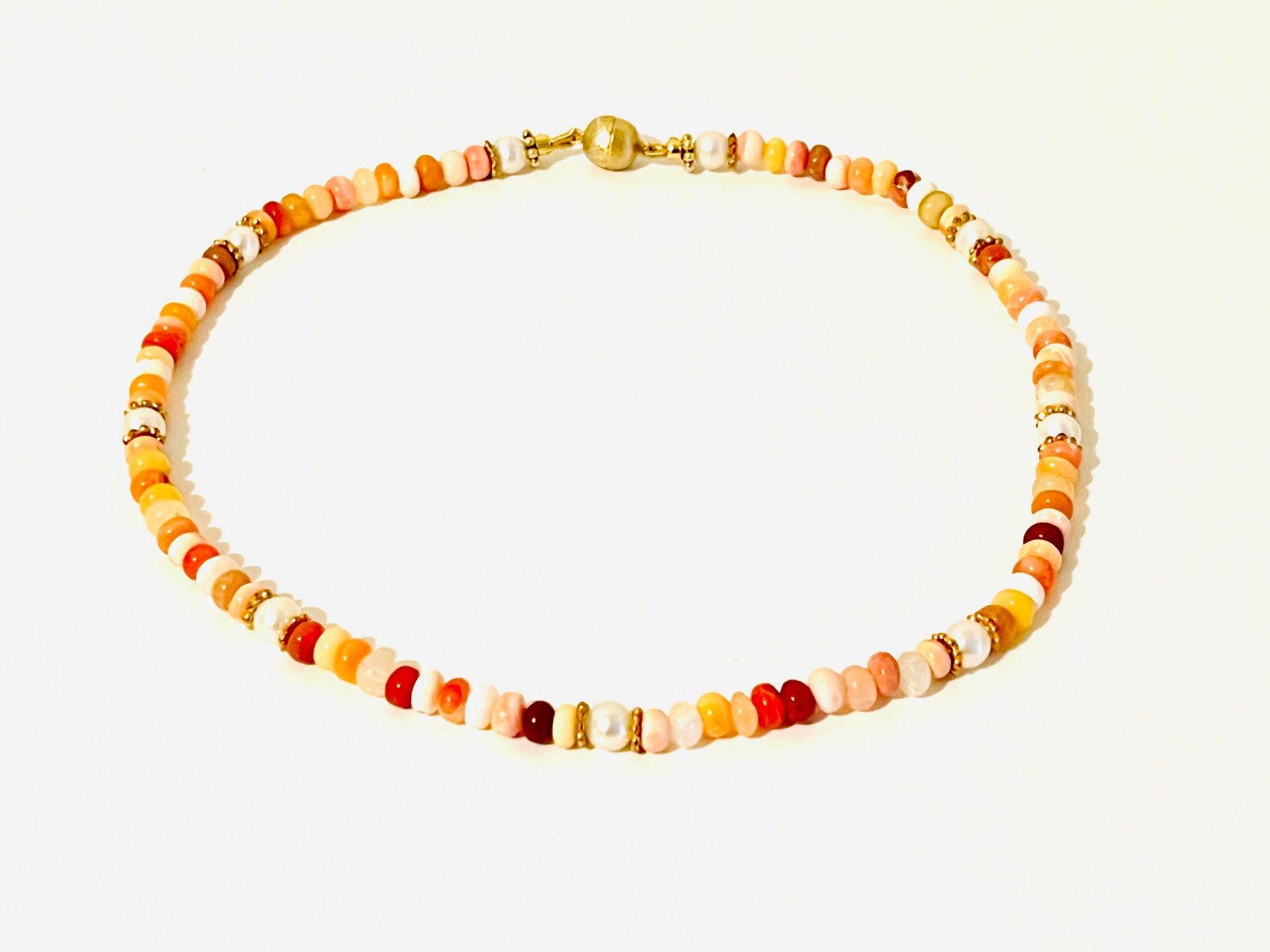 Ketten: Opal & Pearl Necklace - Gold Plated Silver – Neu und originalverpackt aus Rüschlikon von ThereseJewelryDesign 1