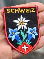 VINTAGE Badge SCHWEIZ - ST. GALLER STICKEREI edelweiss