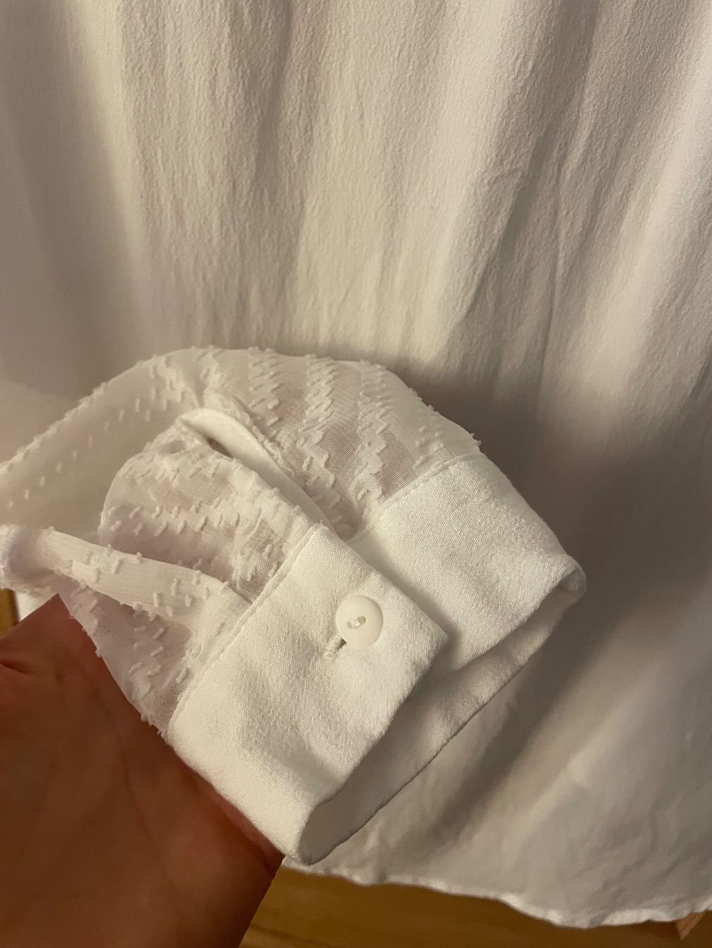 Camicette: Object Bluse weiss Gr. 38 Viskose transparente Ärmel – Usato da Zürich venduto da MrsWollishofen 4