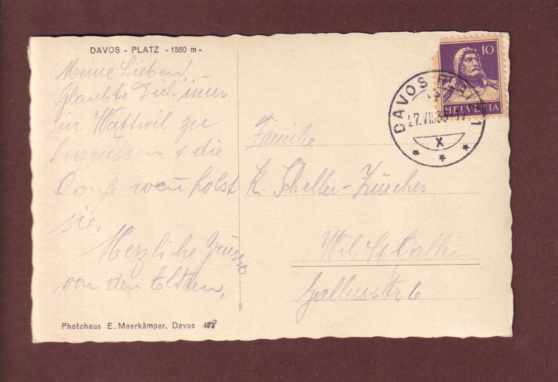 Ansichtskarten: DAVOS-PLATZ - Kurpark - 1933 – Gebraucht aus Pully von nicecards 1