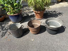 3 grosse Töpfe/Eisen/Kupfer/Bronze