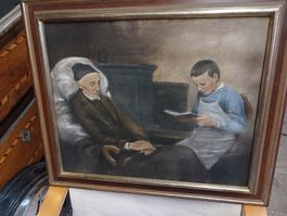 Gemälde Kreide G. Anker mit Rahmen 60x70cm guter Zustand