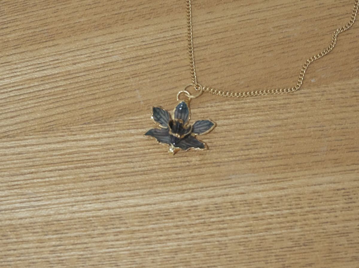 Catenine: Halskette mit eingegoldeter Orchidee – Usato da Basel venduto da Bluemoewe 1