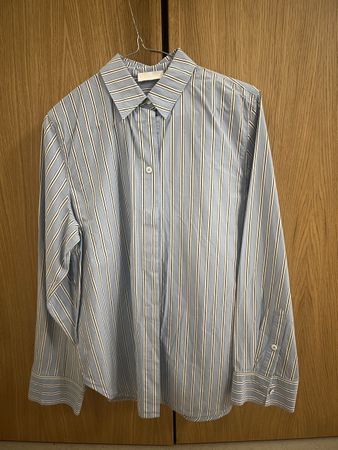 H&M Oversized Bluse – Gestreift – Blau/Weiß – Größe 34