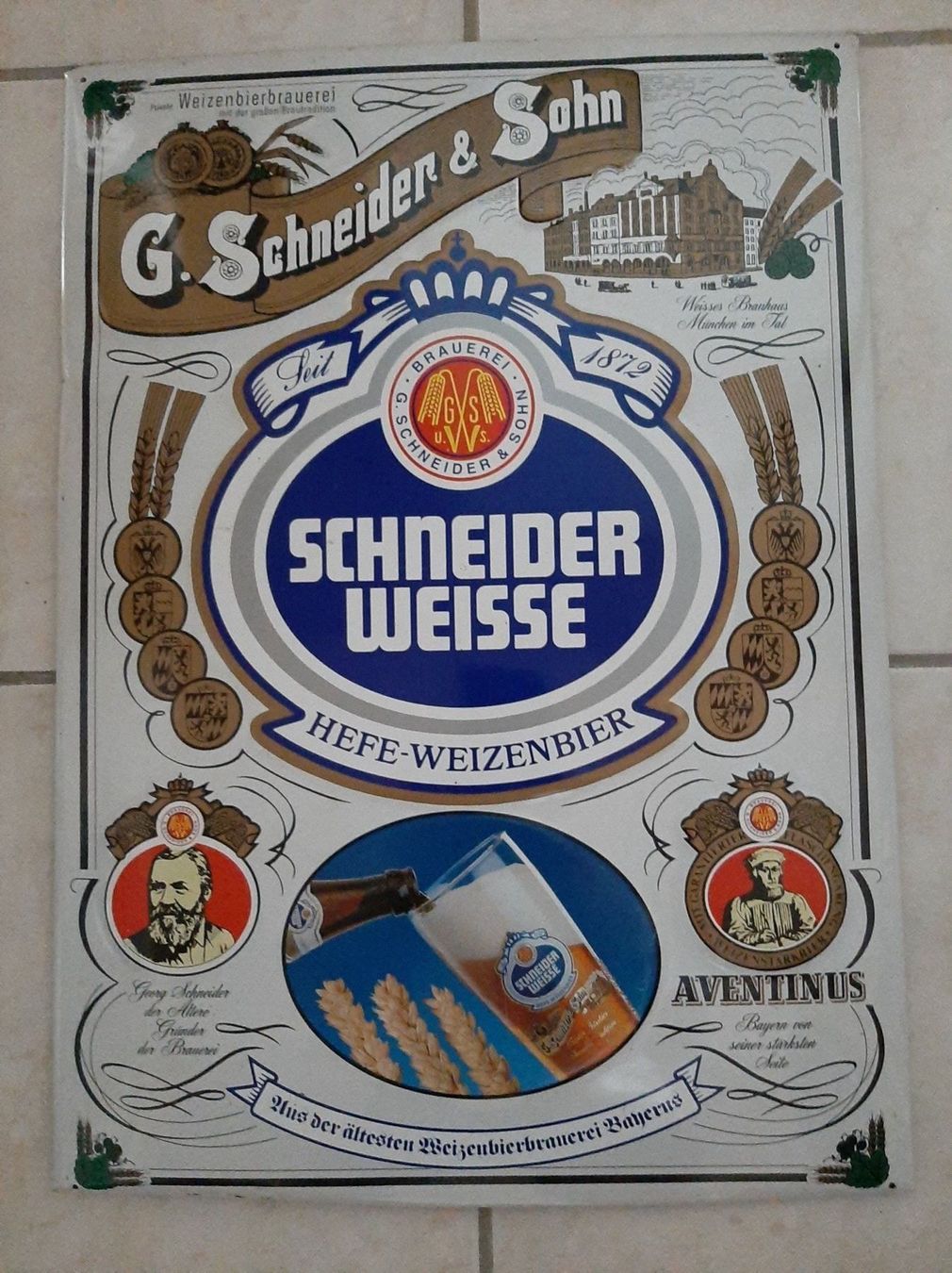 Schilder: Blechschild SCHNEIDER WEISSE ca 56X40 cm – Gebraucht aus Buchs AG von Cuescu