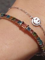🌈 Regenbogen Turmalin Armreif 925 Silber Layering Look