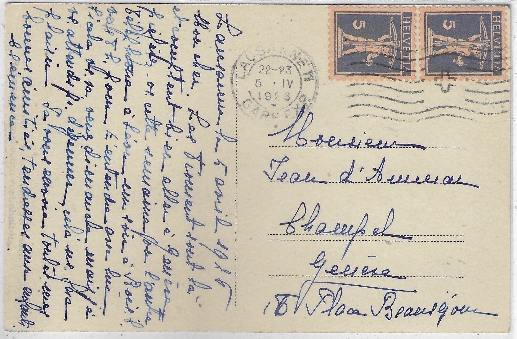 Cartoline postali: Lausanne - Trauermarsch - marche funéraire – Usato da Ettingen venduto da Kartenplanet 1