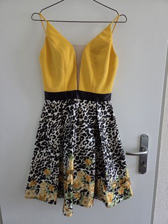 Robe de cocktail NIKKI ITALY léopard/jaune, taille S, NEUVE!