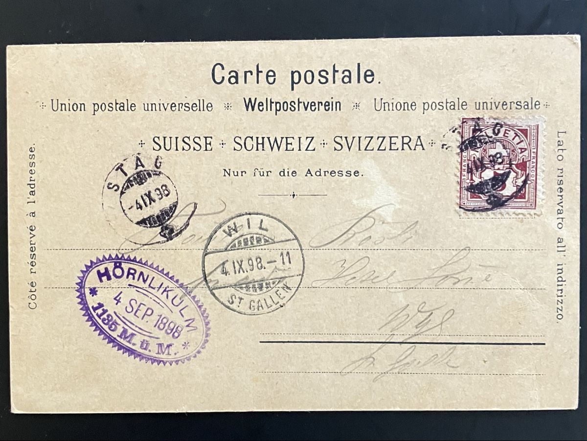 Cartoline postali: Litho- Postkarte Gruss vom Hörnli, 1898 – Usato da Bauma venduto da Baumer71 1