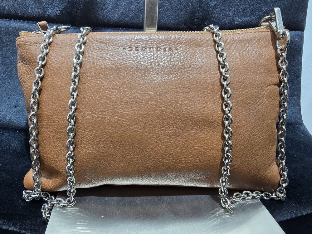 Sac à Main Vintage SEQUOIA En Cuir Reptile - Bandoulière Blanche Cassé