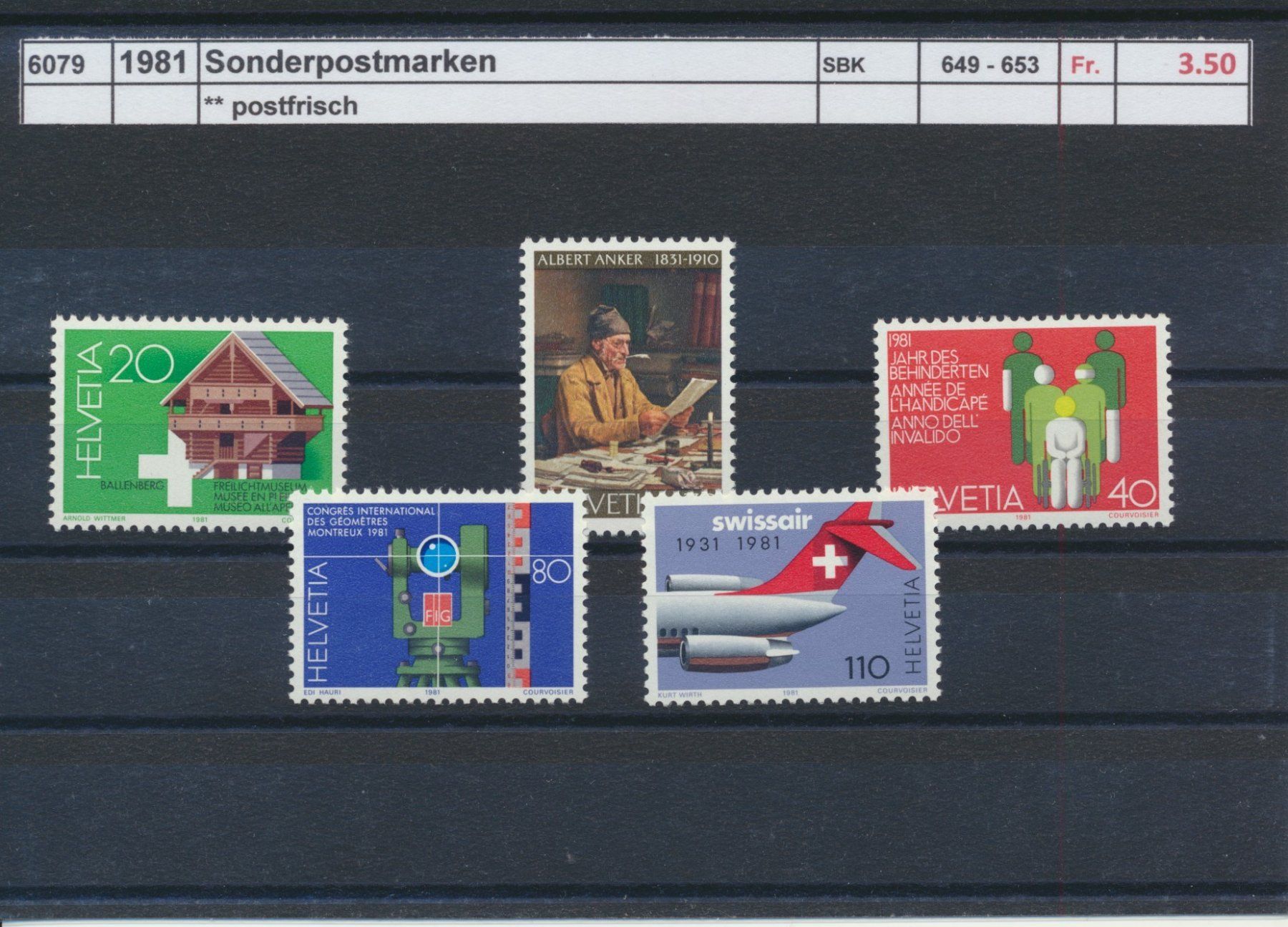 Alle Briefmarken: 1981 "Sonderpostmarken", ** postfrisch – Neu (gemäss Beschreibung) aus Winterthur von Zupogeru