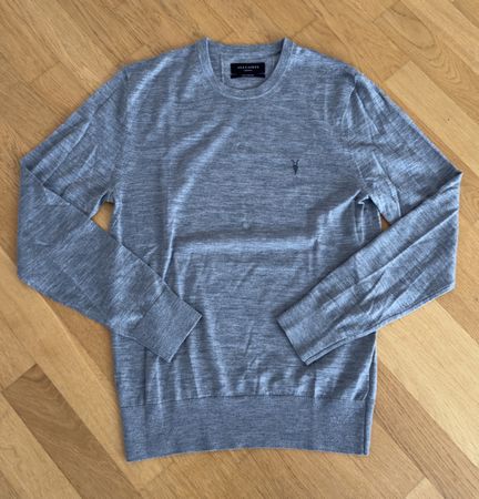 AllSaints Pullover Merino Wolle grau