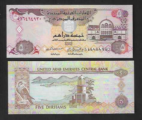 Banconote: United Arab Emirates  5  Dirhams  Bankfrisch – Nuovo (secondo la descrizione) da Gordola venduto da coinsandnotes